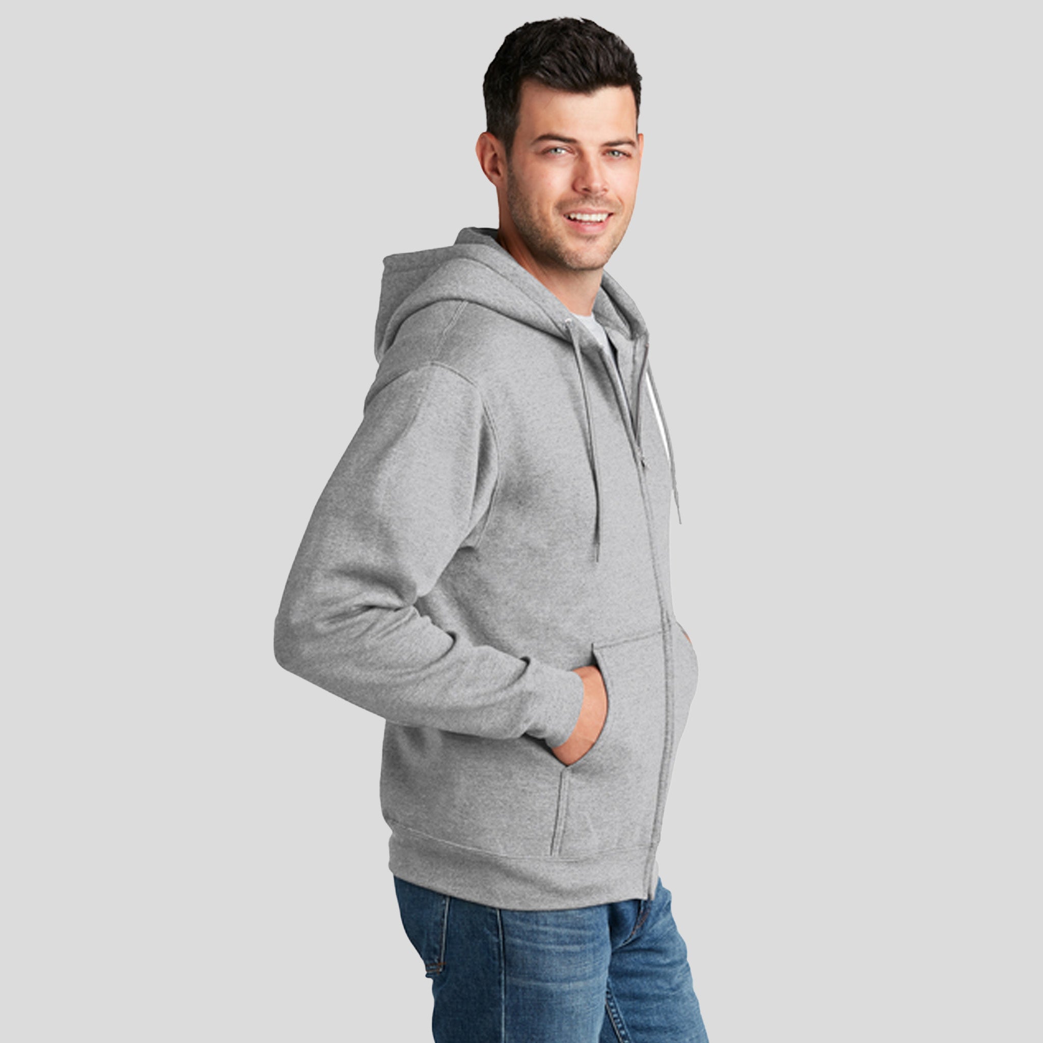 Core Fleece Full-Zip Hooded Sweatshirt | Ash