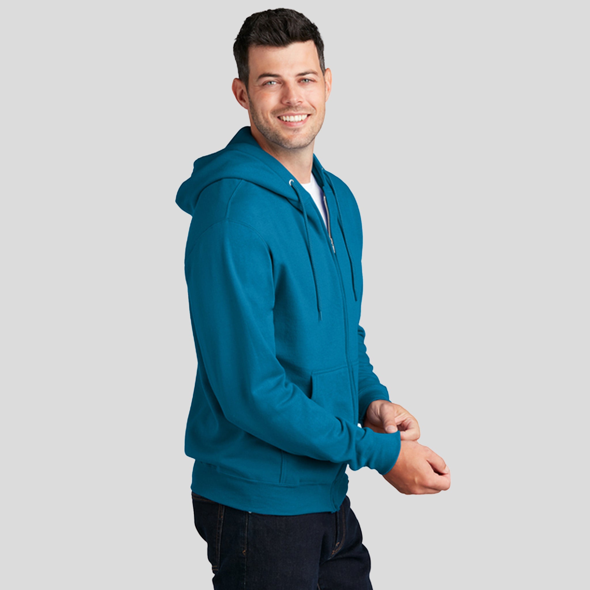 Core Fleece Full-Zip Hooded Sweatshirt | Neon Blue