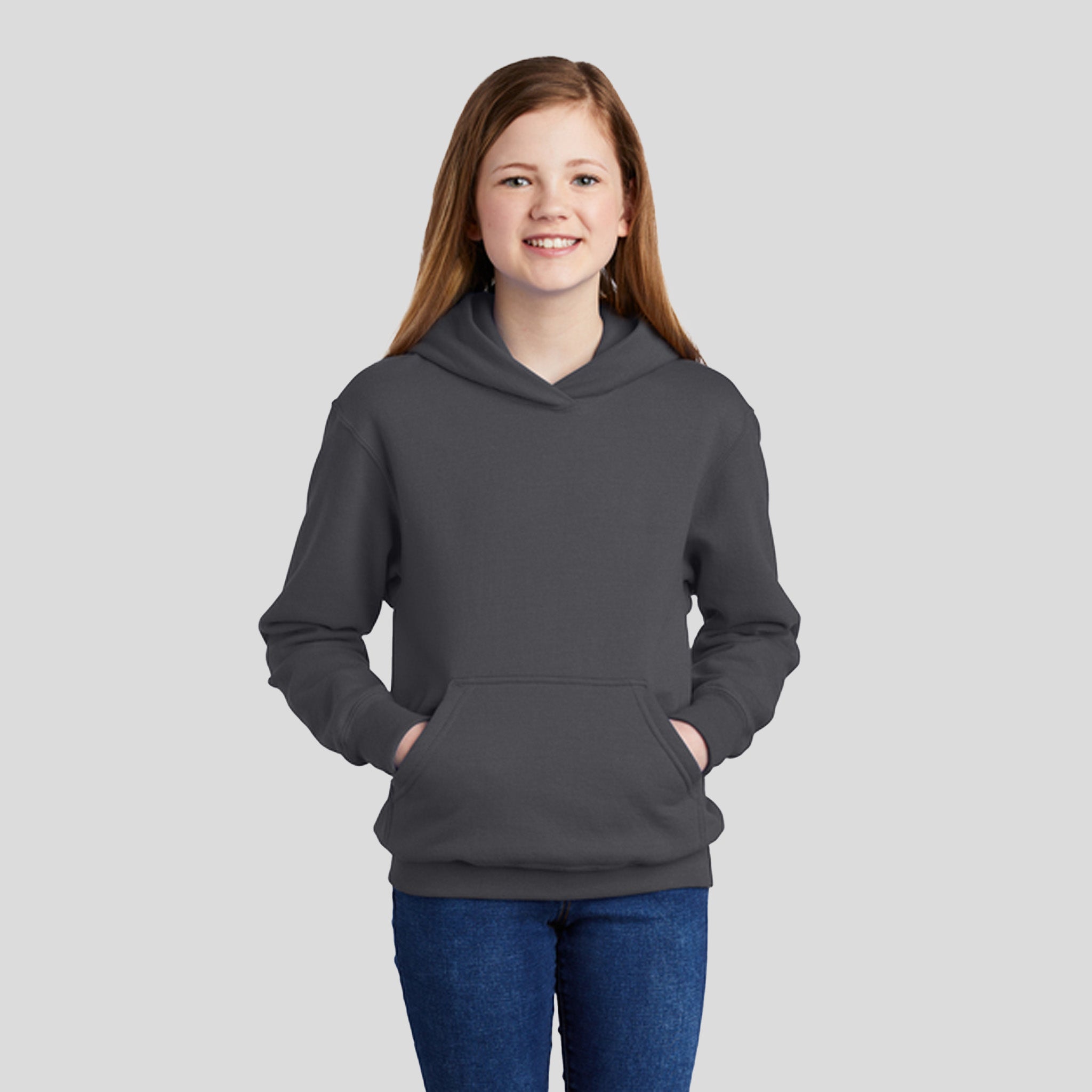 Youth Core Fleece Pullover Hooded Sweatshirt | Charcoal