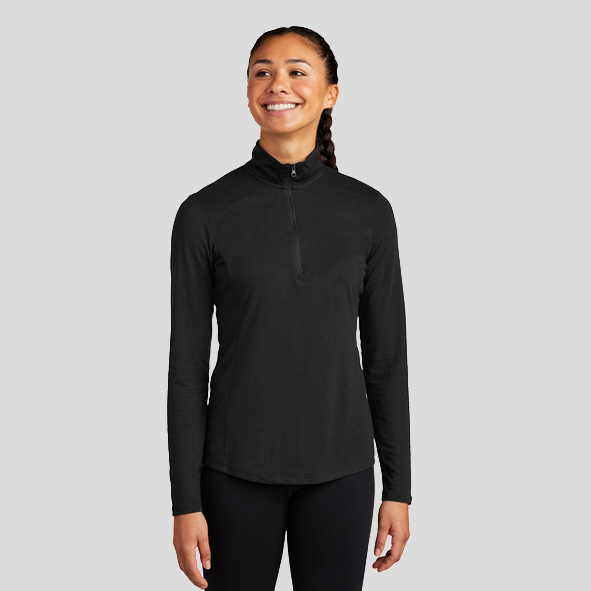 Women's PosiCharge ยฎ Tri-Blend Wicking 1/4-Zip Pullover | Black Triad Solid