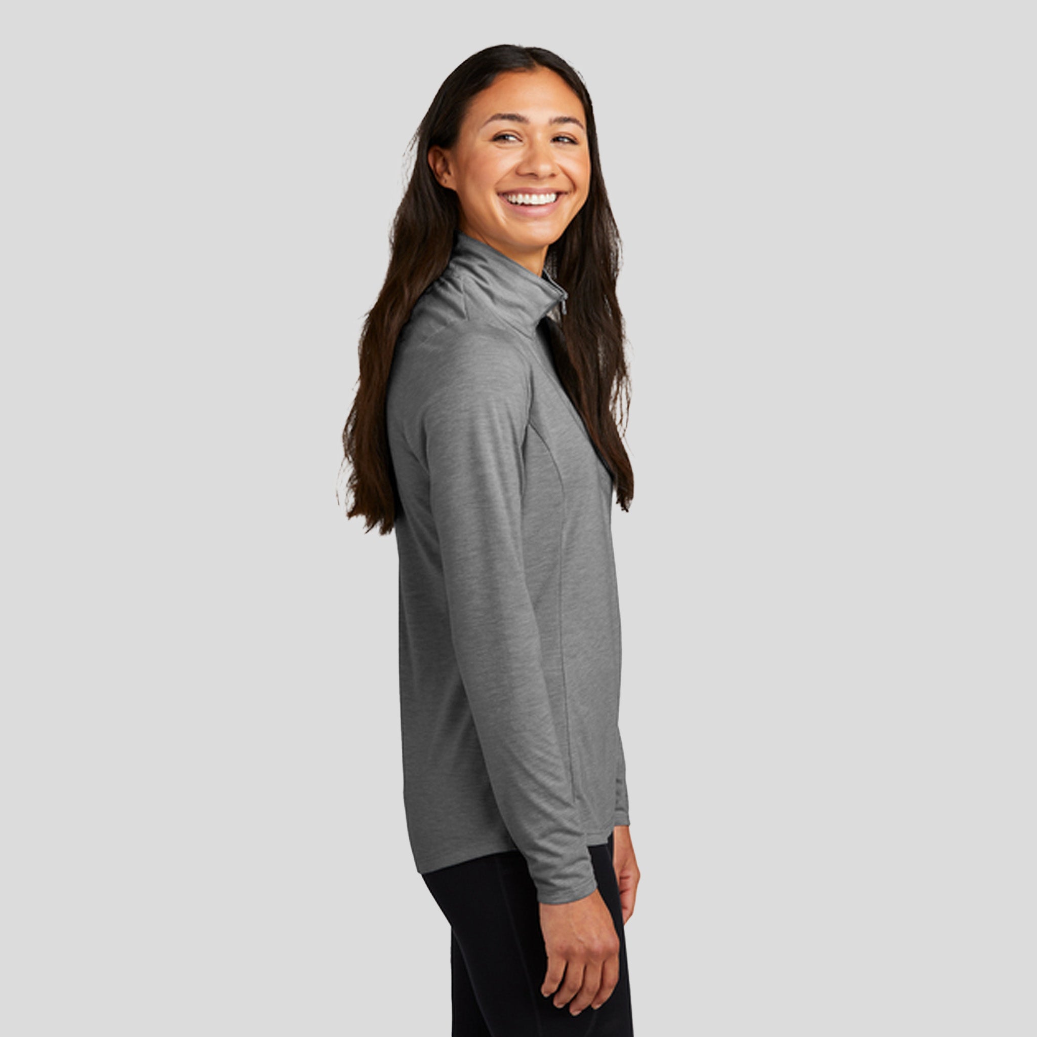 Women's PosiCharge ยฎ Tri-Blend Wicking 1/4-Zip Pullover | Dark Grey Heather