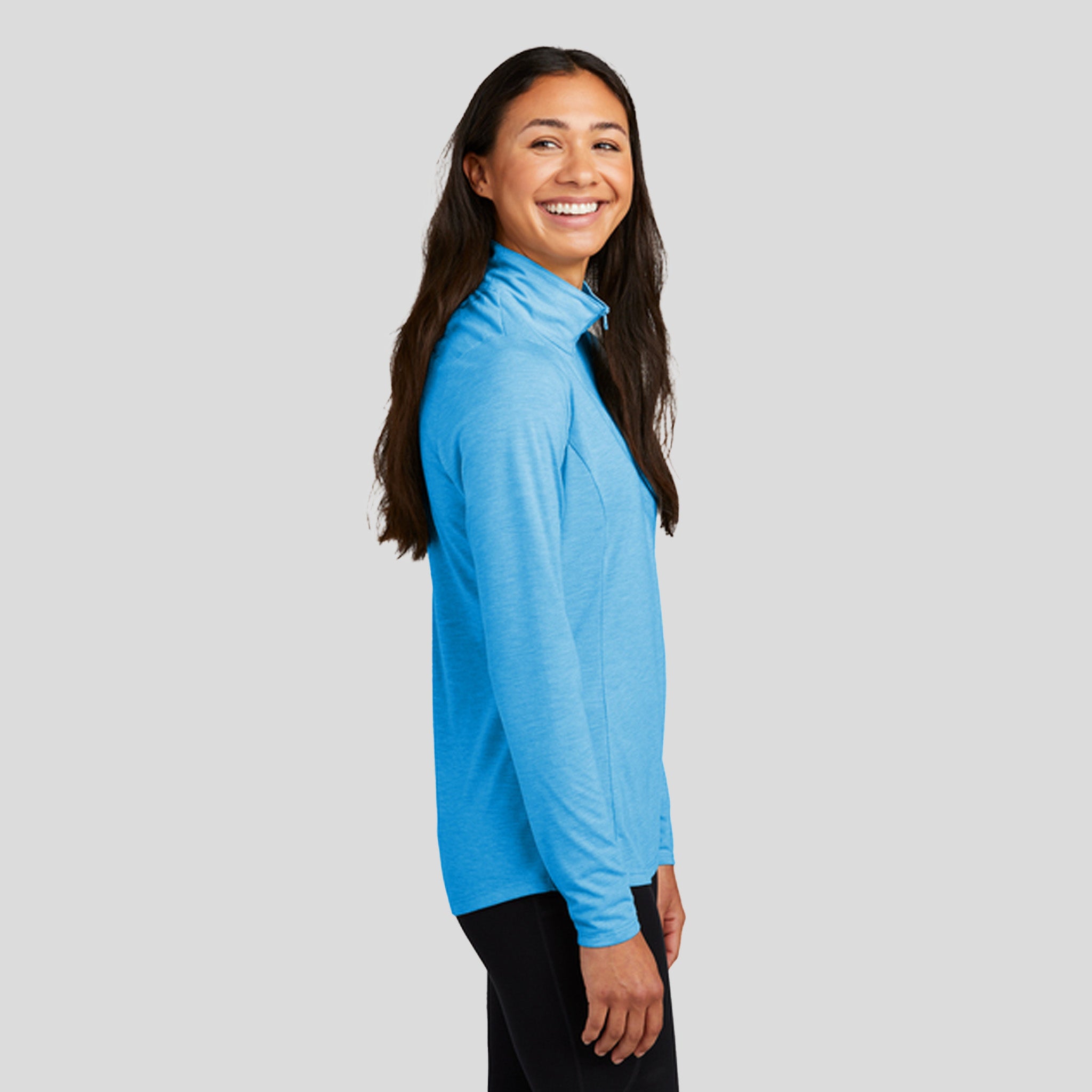Women's PosiCharge ยฎ Tri-Blend Wicking 1/4-Zip Pullover | Pond Blue Heather