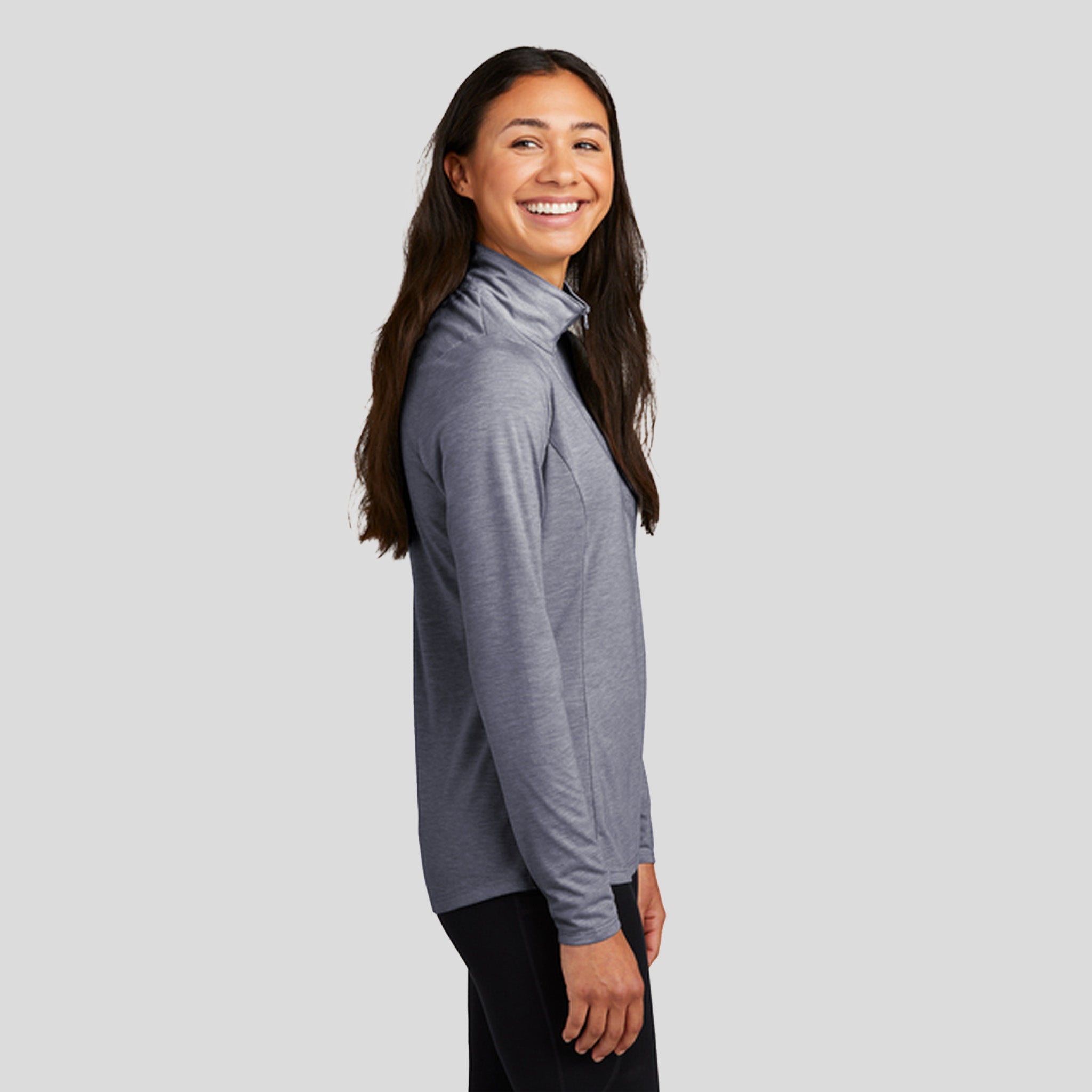 Women's PosiCharge ยฎ Tri-Blend Wicking 1/4-Zip Pullover | True Navy Heather