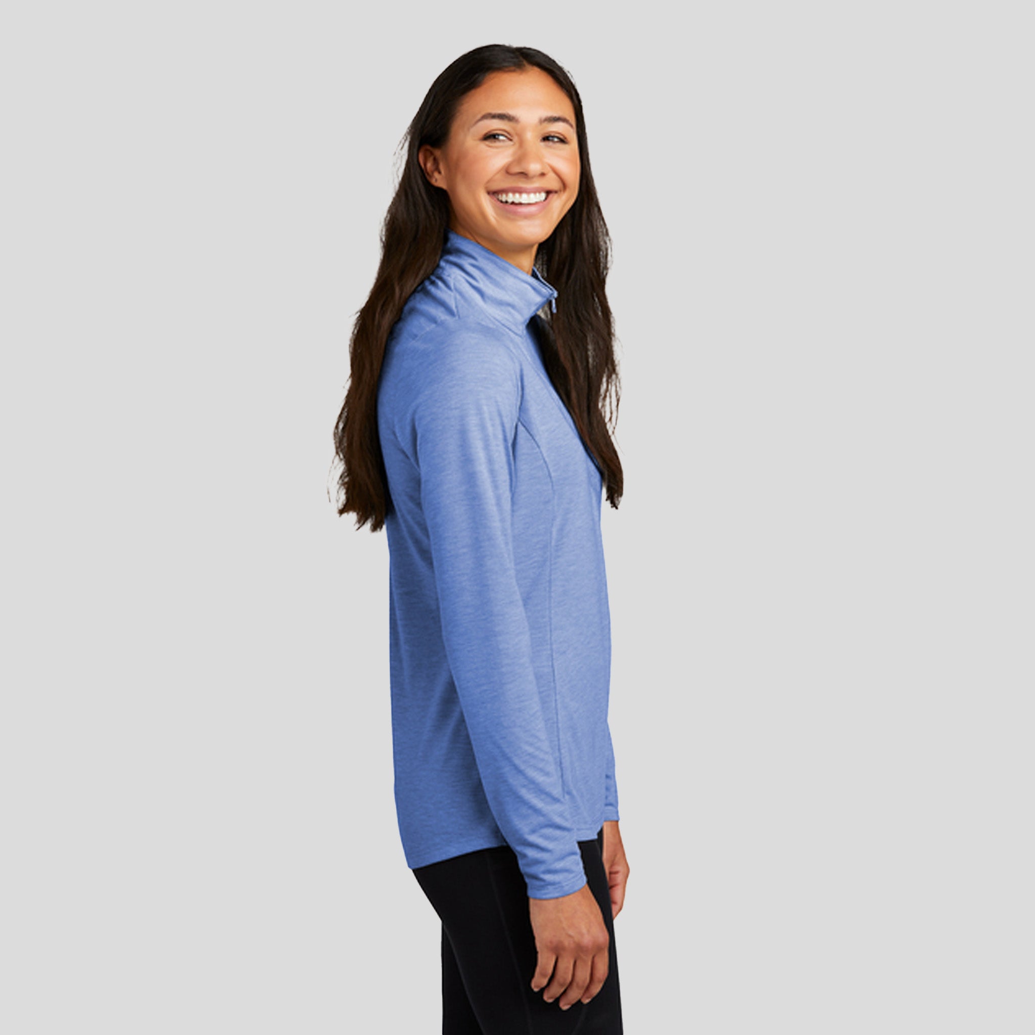 Women's PosiCharge ยฎ Tri-Blend Wicking 1/4-Zip Pullover | True Royal Heather