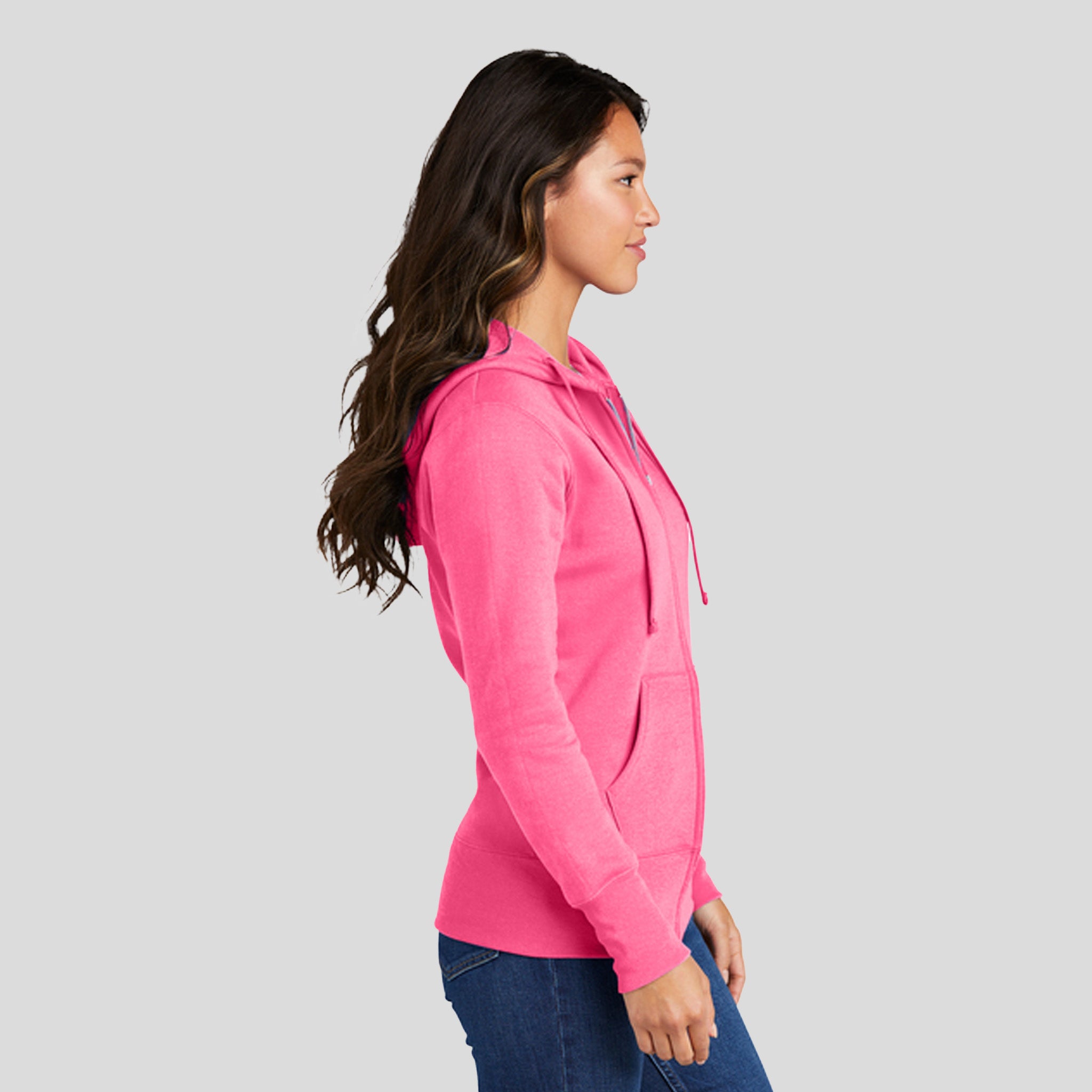 Women's Core Fleece Full-Zip Hooded Sweatshirt | Neon Pink