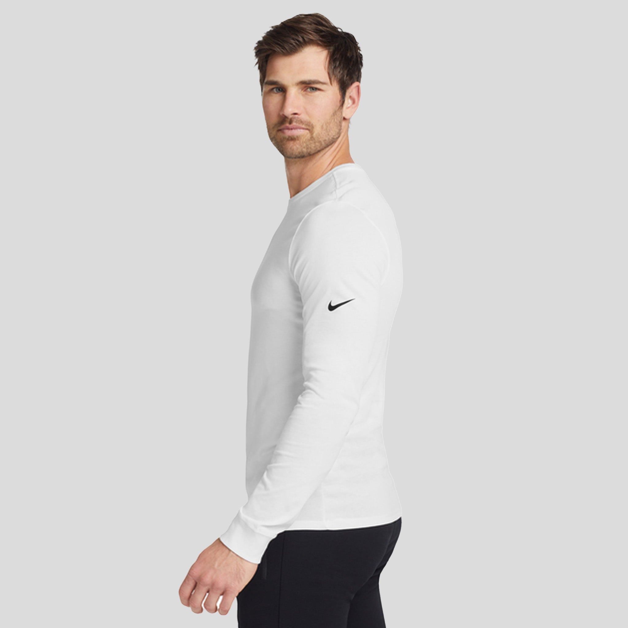 Dri-FIT Cotton/Poly Long Sleeve Tee | White