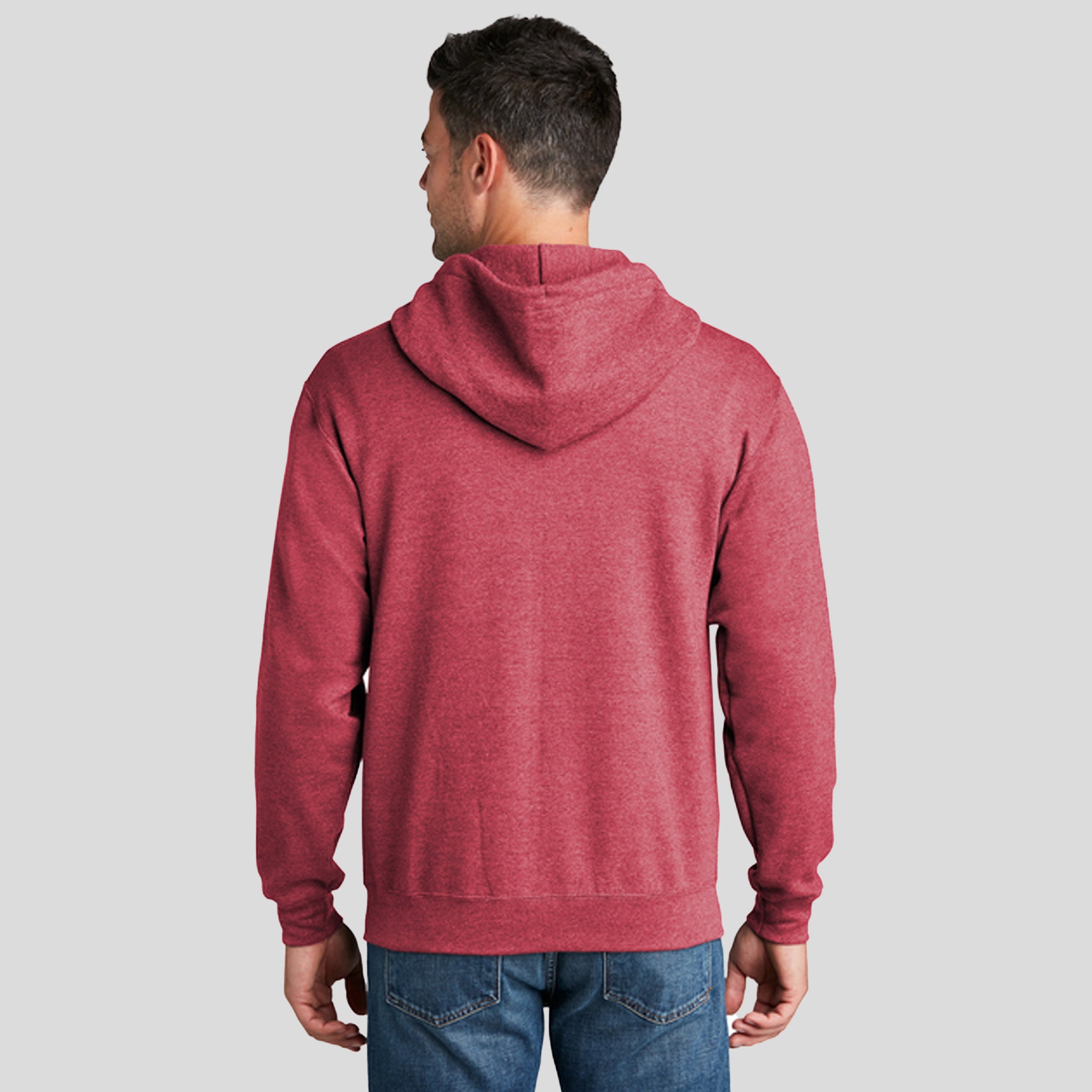 Core Fleece Full-Zip Hooded Sweatshirt | Heather Red