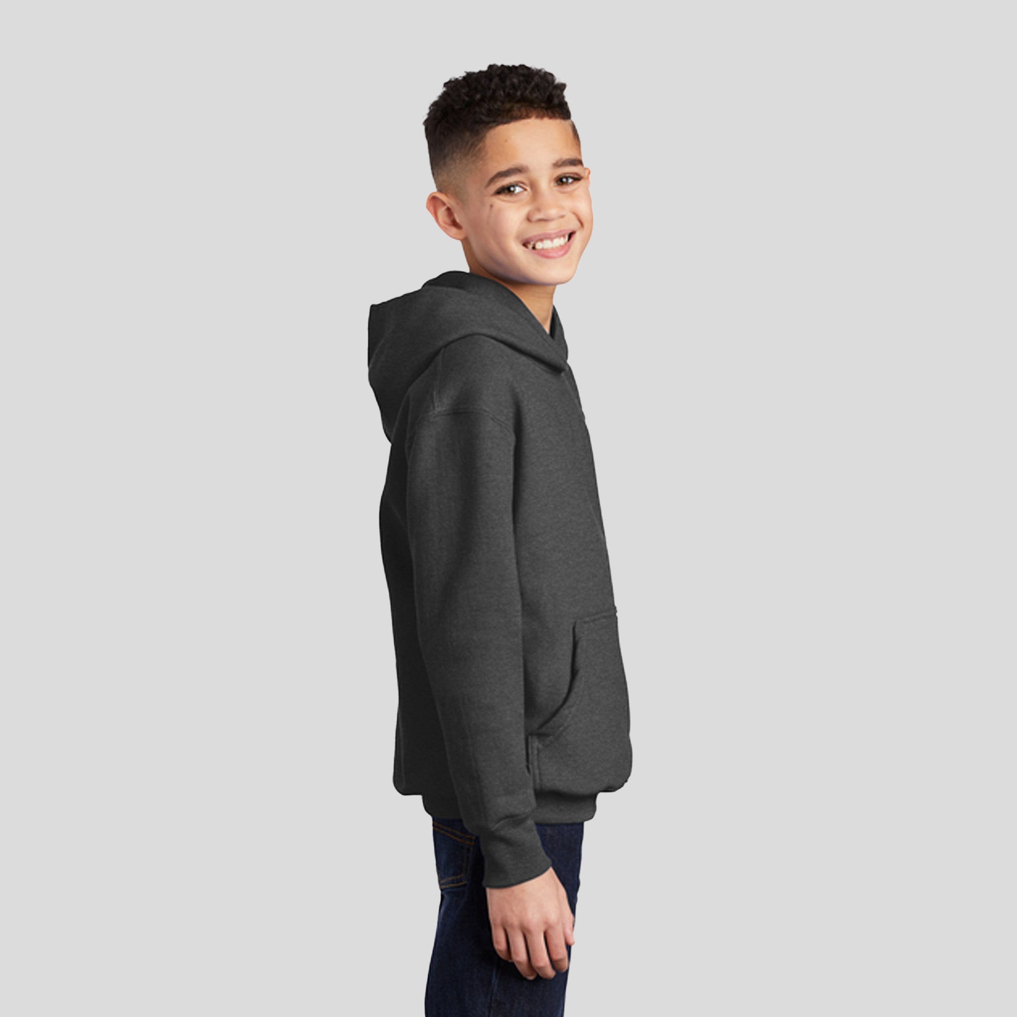 Youth Core Fleece Pullover Hooded Sweatshirt | Dark Heather Grey