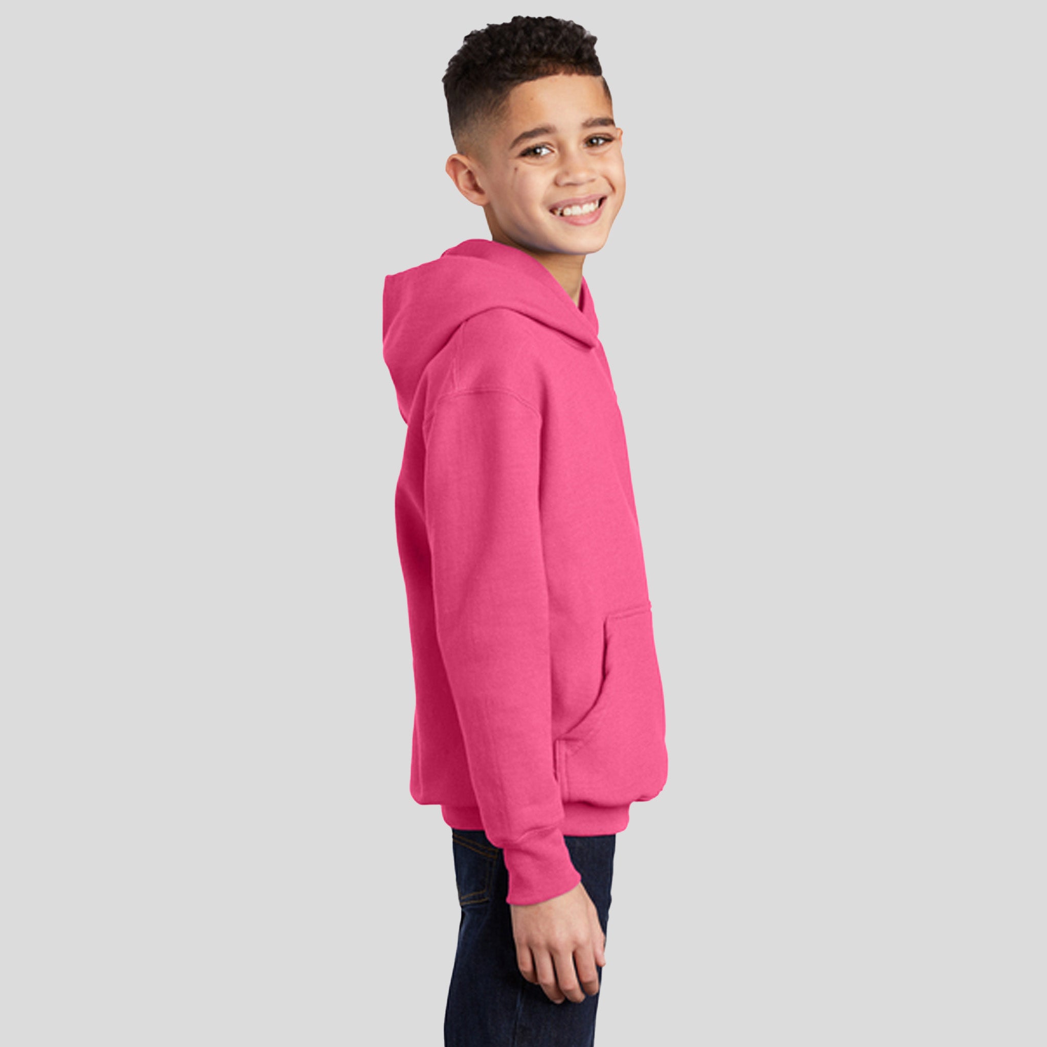 Youth Core Fleece Pullover Hooded Sweatshirt | Neon Pink
