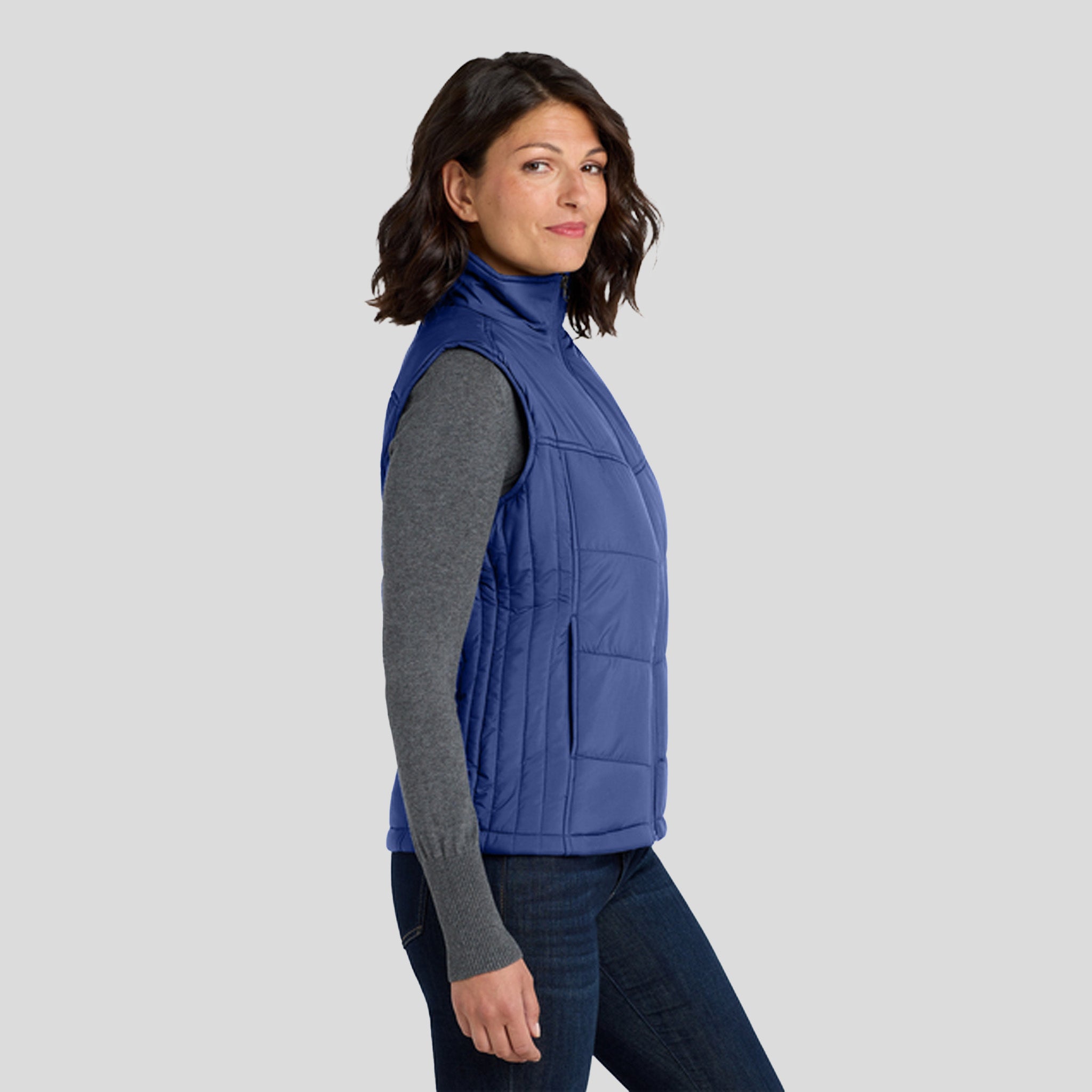 Women's Puffy Vest | Mediterranean Blue/Black