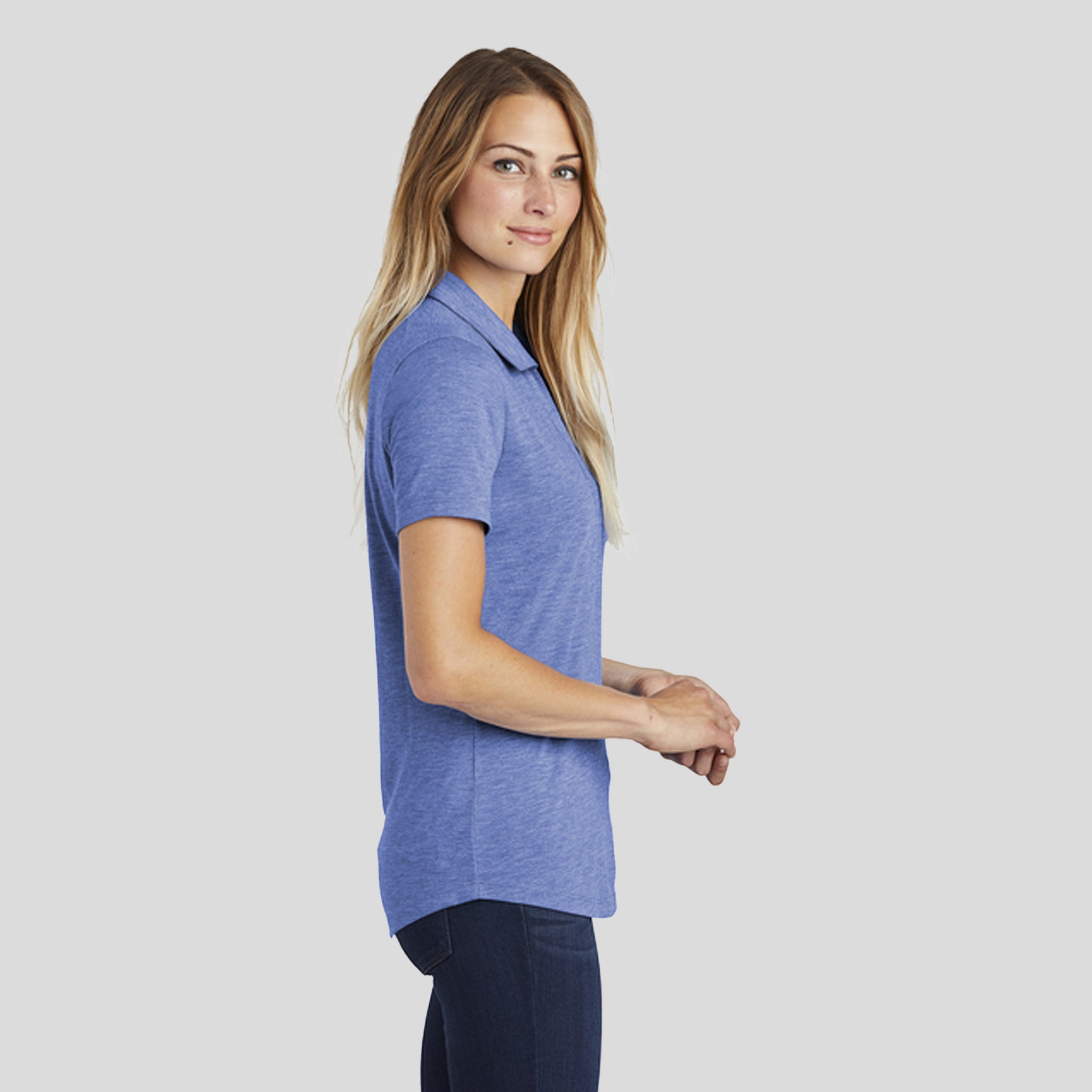 Women's PosiCharge ® Tri-Blend Wicking Polo | True Royal Heather