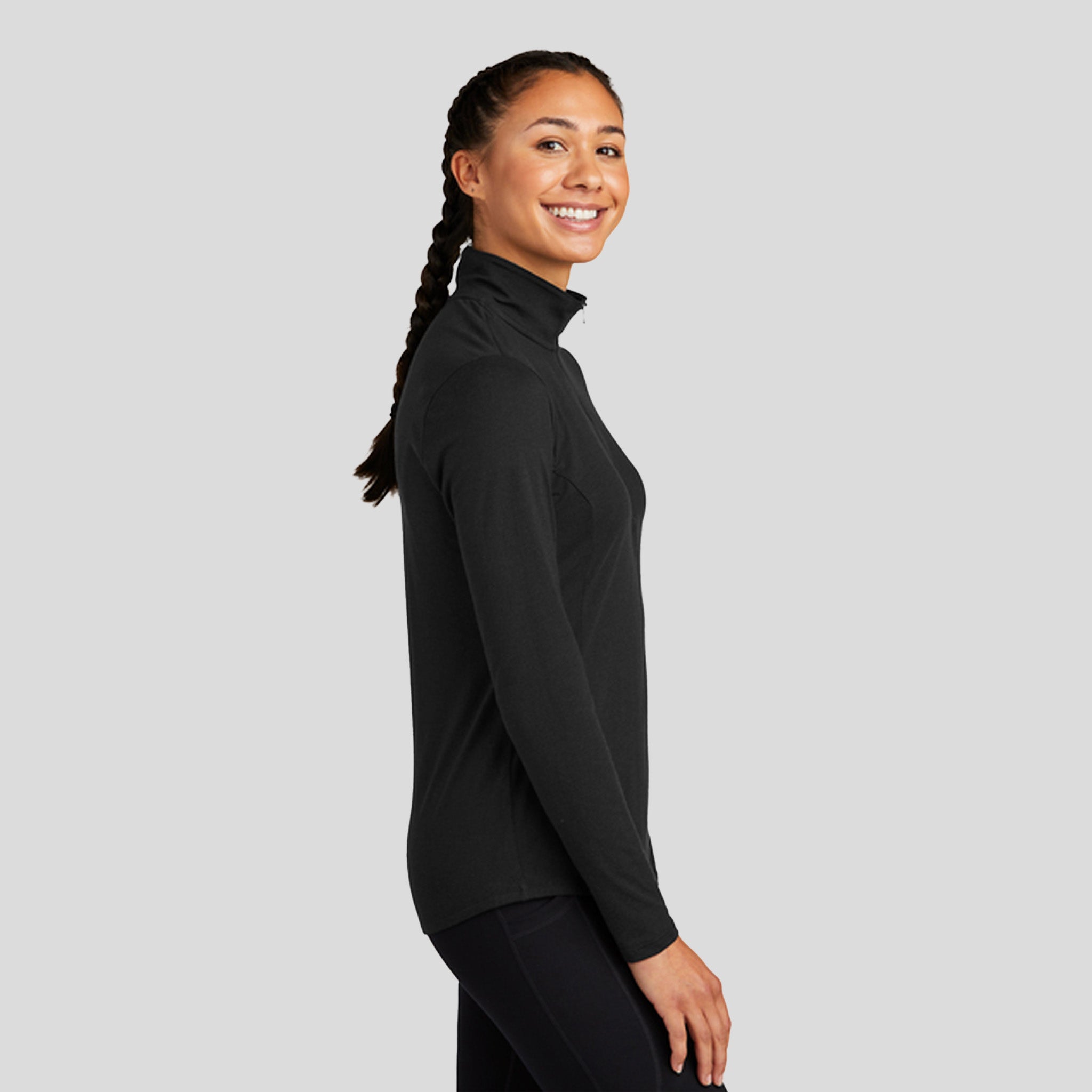 Women's PosiCharge ® Tri-Blend Wicking 1/4-Zip Pullover | Black Triad Solid