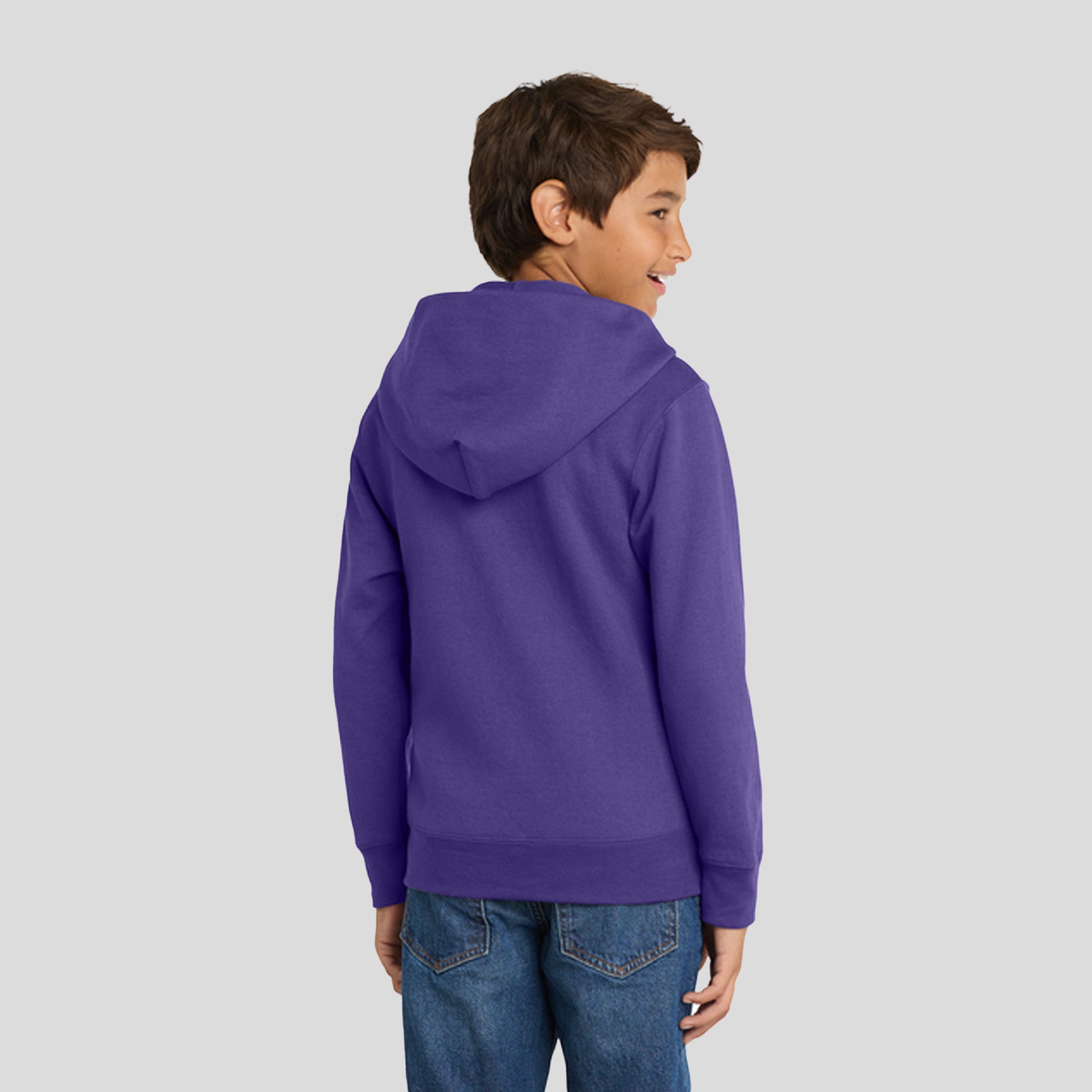 Youth Core Fleece Full-Zip Hooded Sweatshirt | Purple
