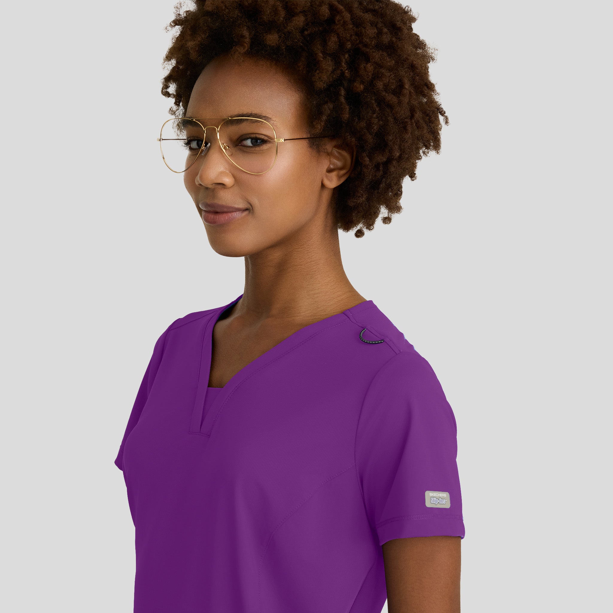 Serene 3-Pocket V-Neck Top | Violet Burst